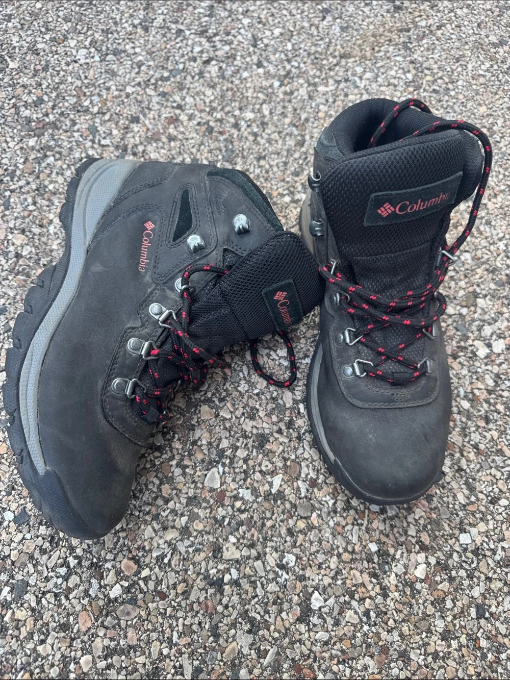 Columbia Black Hiking Boots with Red-Accented Laces